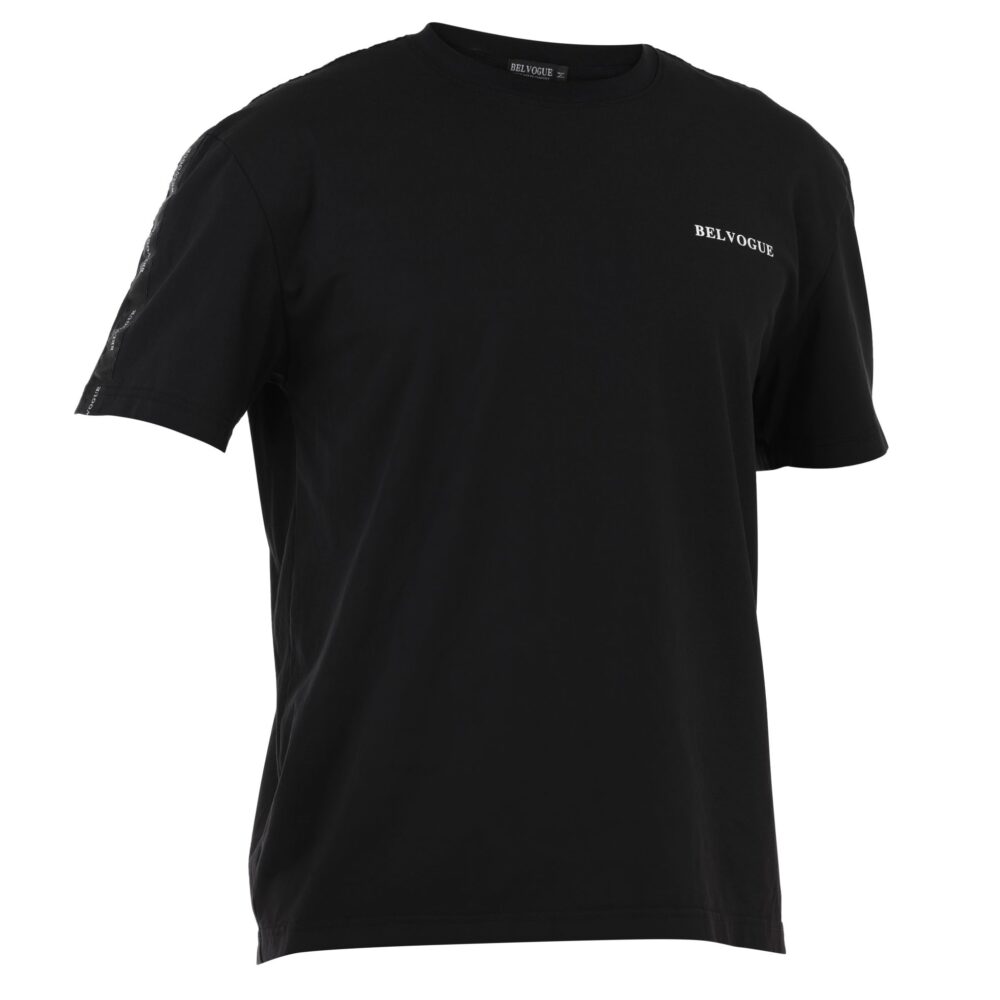 Black T-Shirt with Belvogue Shoulder Strap - Image 3