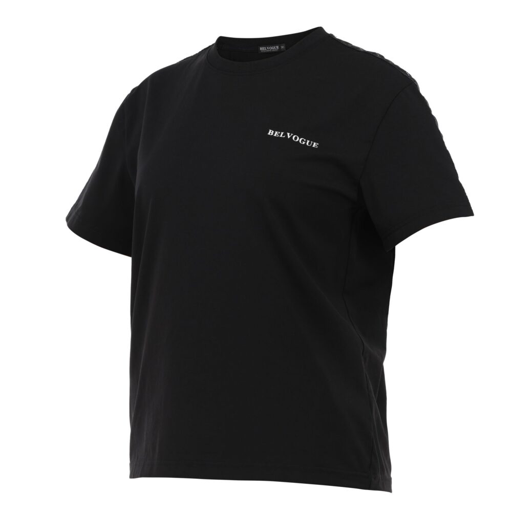 Black T-Shirt with Belvogue Shoulder Strap - Image 4