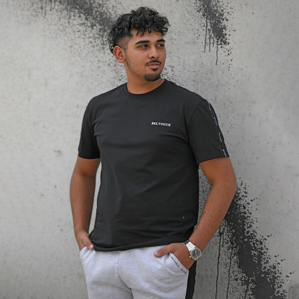 Black T-Shirt with Belvogue Shoulder Strap - Image 5